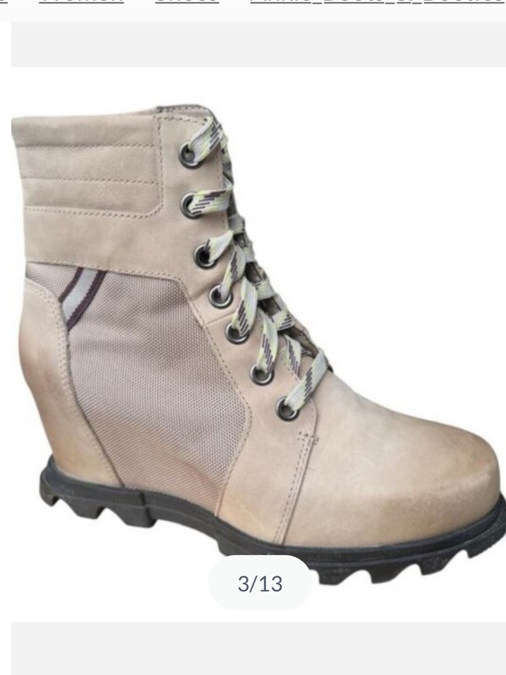 Sorel Lexie Joan Of Arctic Khaki ll Water Proof Lace-Up Ankle Boots Size 7. - Picture 2 of 4
